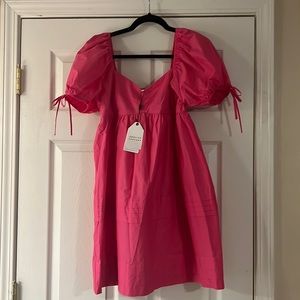 English Factory pink Puff sleeve mini dress medium nwot